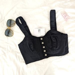 New TWIIN The Label Vital Black Bustier Crop Top